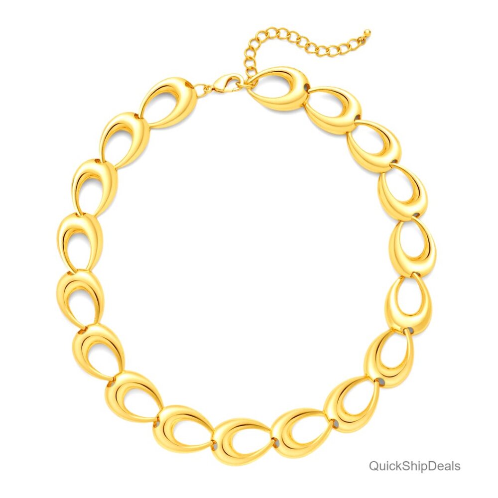 Gold Plated Statement Necklace Adjustable Chain C… - image 1